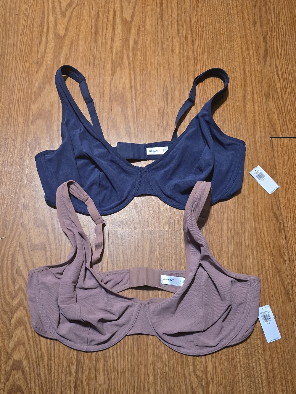 New Old Navy Women's Mesh/Sheer Unlined Blue Mauve Plunge Bras 2 Count Sz 42DD